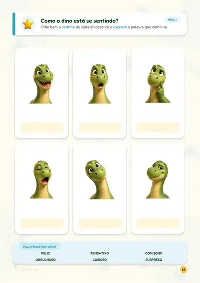 Atividade das emoções do dinossauro