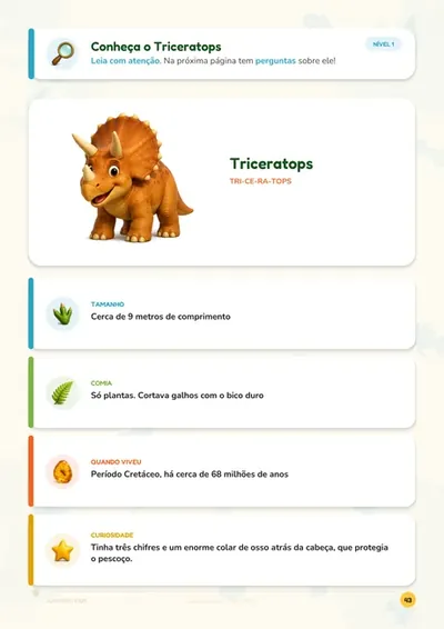 Atividade: ficha triceratops