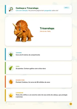 Ficha de curiosidades do Triceratops