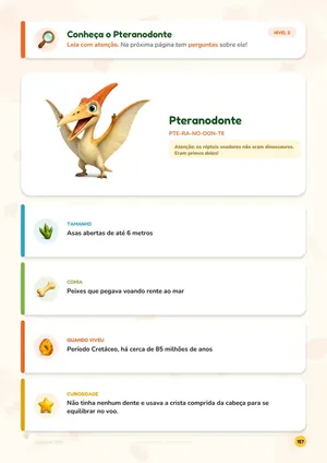 Ficha de curiosidades do Pteranodonte
