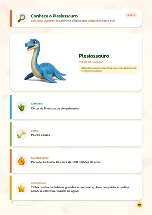 Ficha de curiosidades do Plesiossauro